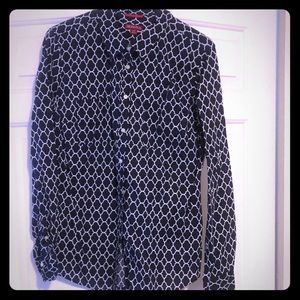 Button down navy and white shirt